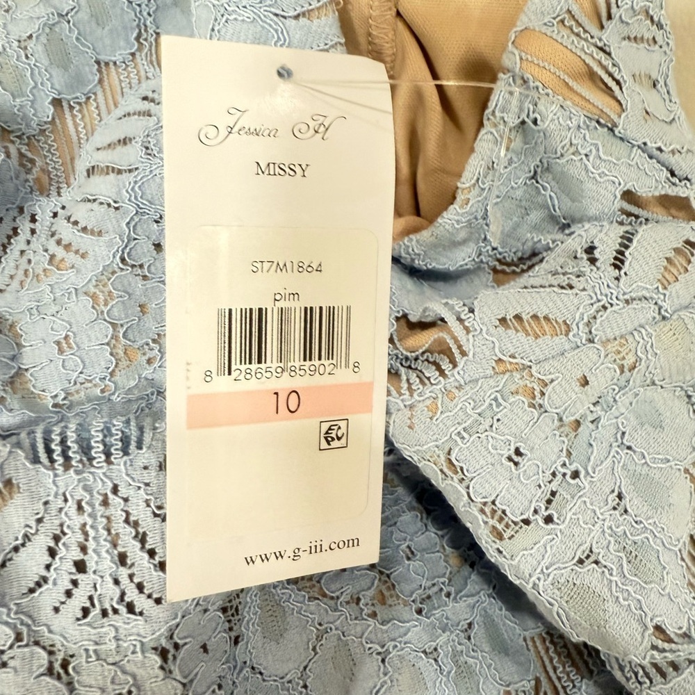 NWT Jessica Howard Women's Medallion Lace Sheath Dress Blue Size 10 - Picture 6 of 9